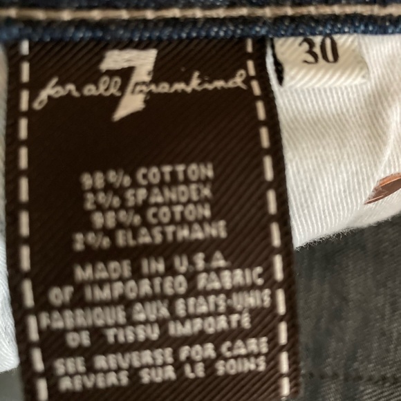Blue jeans 7 For ALL Mankind jeans straight leg size 30/28 adjustable waste - Picture 12 of 14